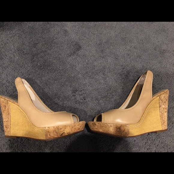 Market leather sling-back cork wedges - Picture 3 of 8